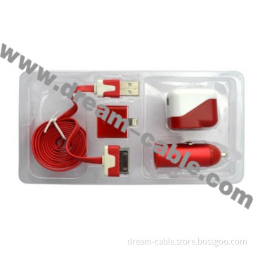 Red 4 in 1 Charger Kit for iPhone